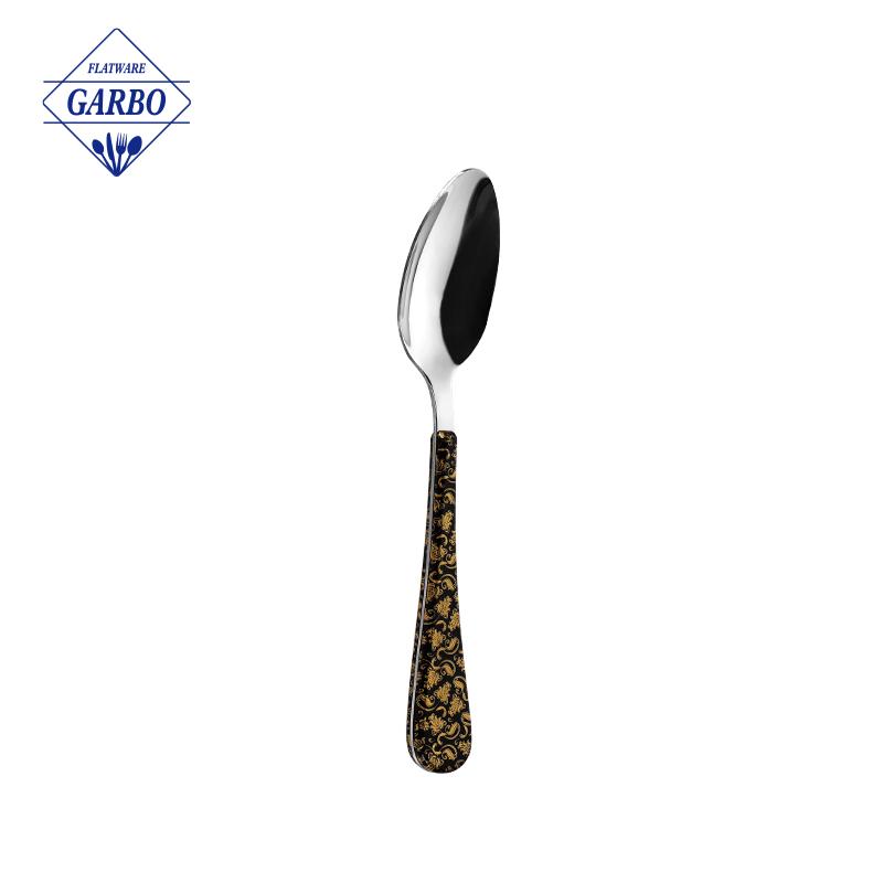 Premium Silver Dinner Spoon with ABS Plastic Handle and Eye-Catching Print