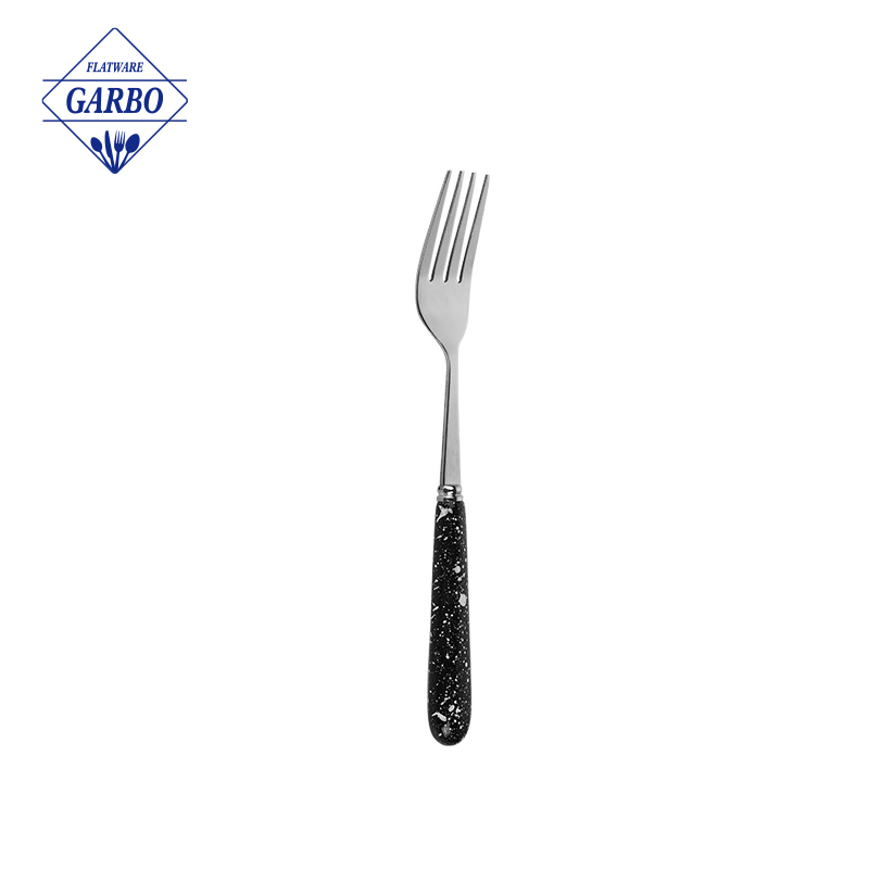 Garpu Makan Stainless Steel 410 dengan Pegangan Plastik Garpu Meja Sendok Garpu Desain Sederhana