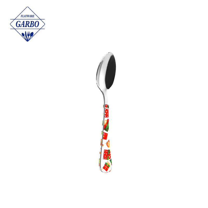 Customized Unique Plastic Handle Mirror Polished Stainless Steel Coffee Tea Spoon