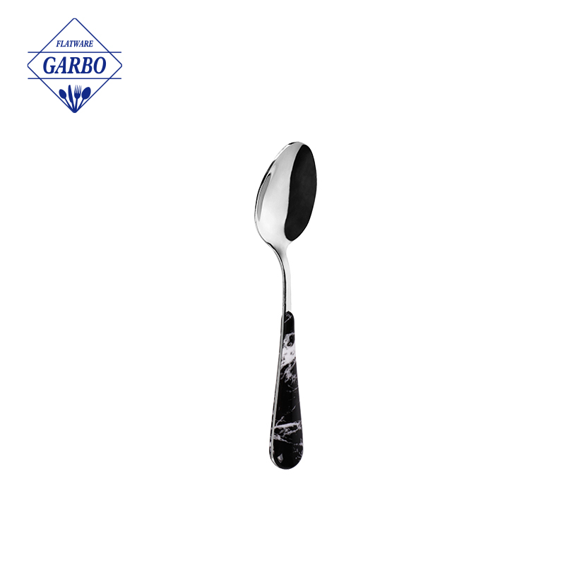 Customized Unique Plastic Handle Mirror Polished Stainless Steel Coffee Tea Spoon
