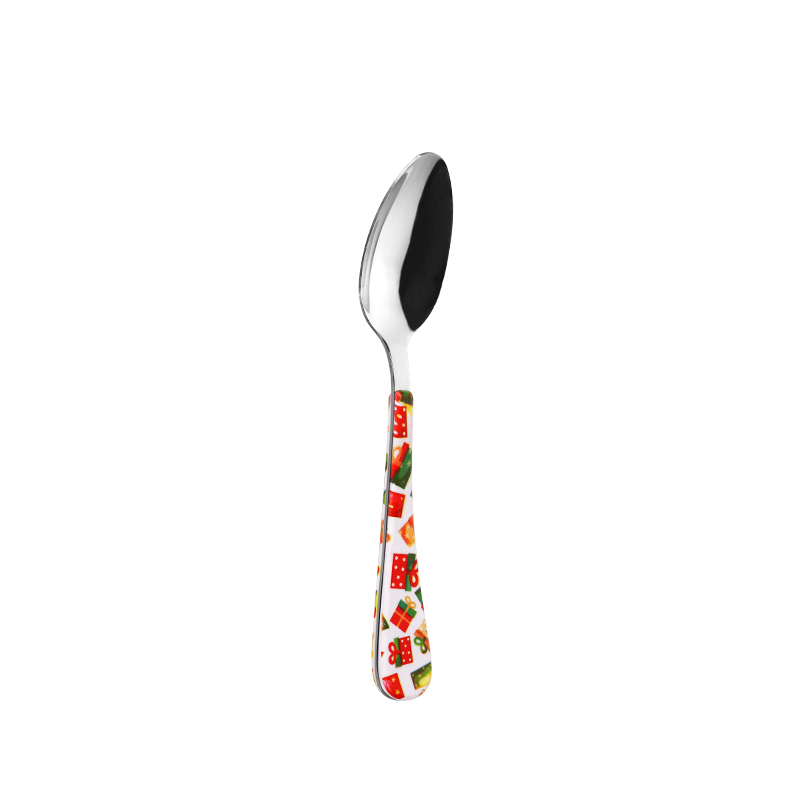 Silver Stainless Steel Dinner Spoon with ABS Printed Plastic Handle