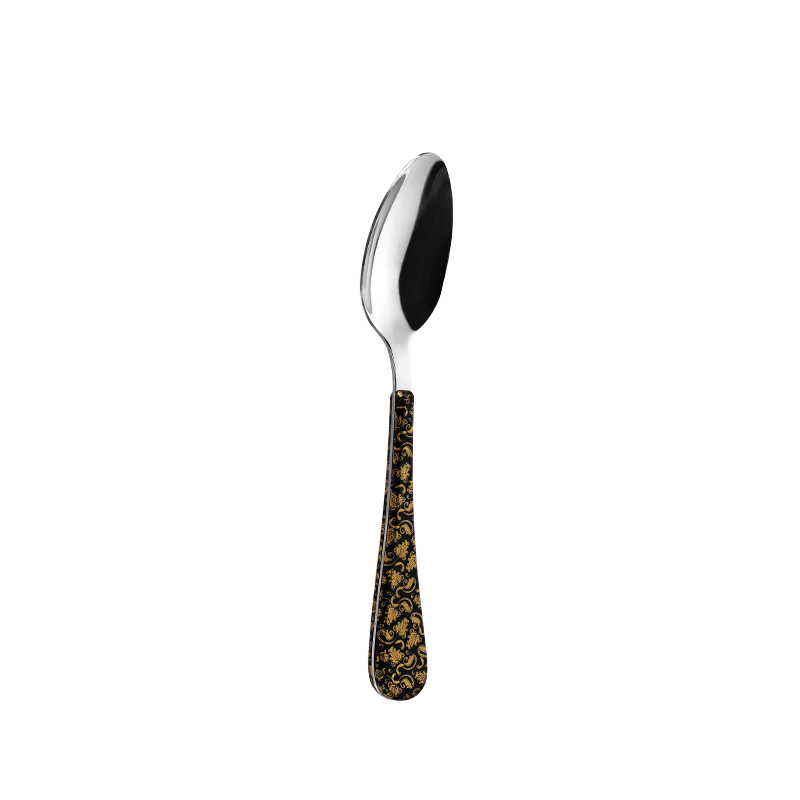 Silver Stainless Steel Dinner Spoon na may ABS Printed Plastic Handle