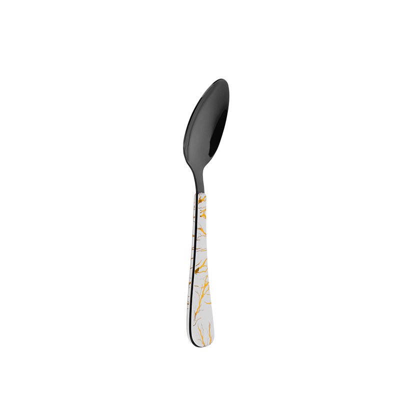 Silver Stainless Steel Dinner Spoon with ABS Printed Plastic Handle