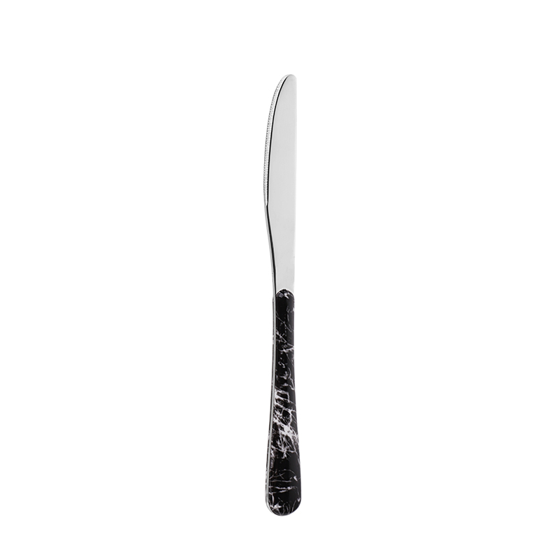 Poignée en plastique d'ABS de couteau de dîner d'acier inoxydable de couleur argentée classique