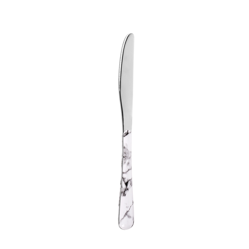 Mango de plástico ABS de cuchillo de cena de acero inoxidable de color plateado clásico