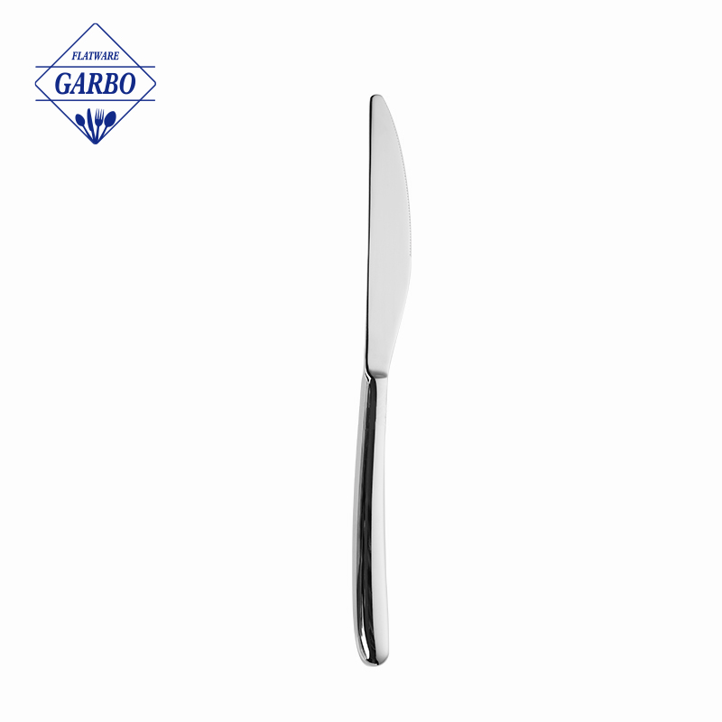 Simple non-textured stainless steel handle dining knife silverware fltawre