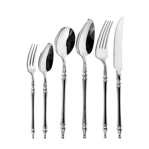 Gương chất lượng hàng đầu Nĩa ăn tối bằng thép không gỉ màu bạc được đánh bóng với tay cầm rèn