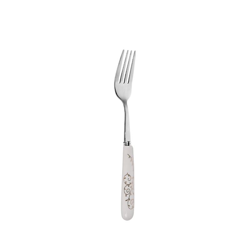 China stainless steel silver fork manufacturer 410 SS with ceramic handle