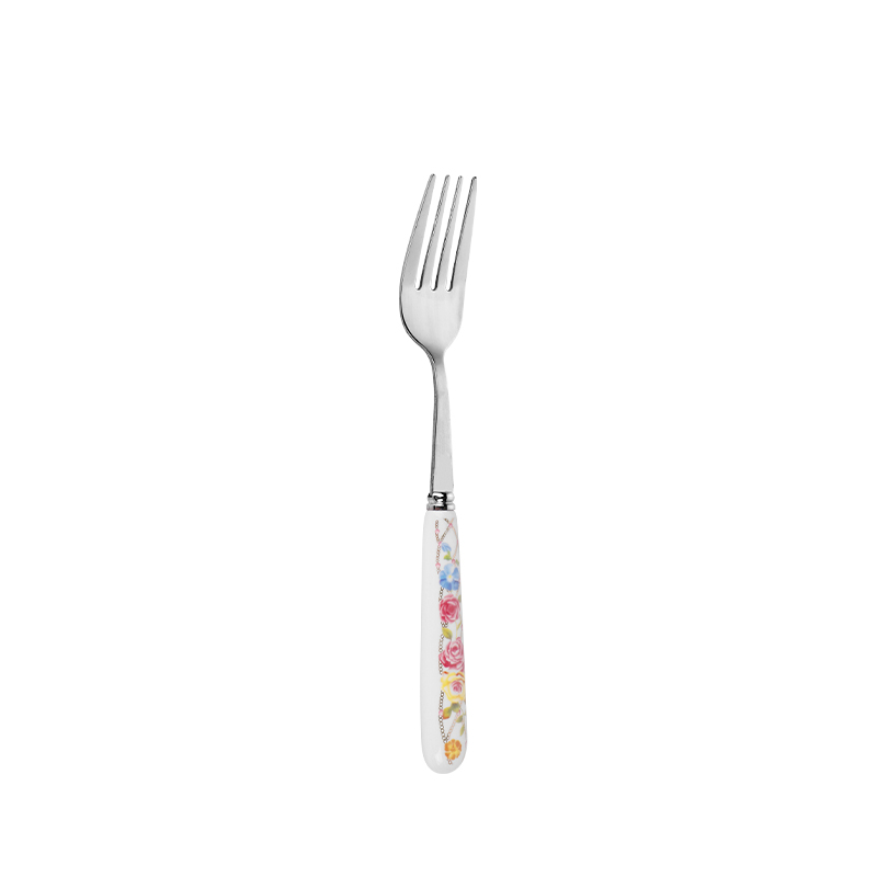 China stainless steel silver fork manufacturer 410 SS with ceramic handle