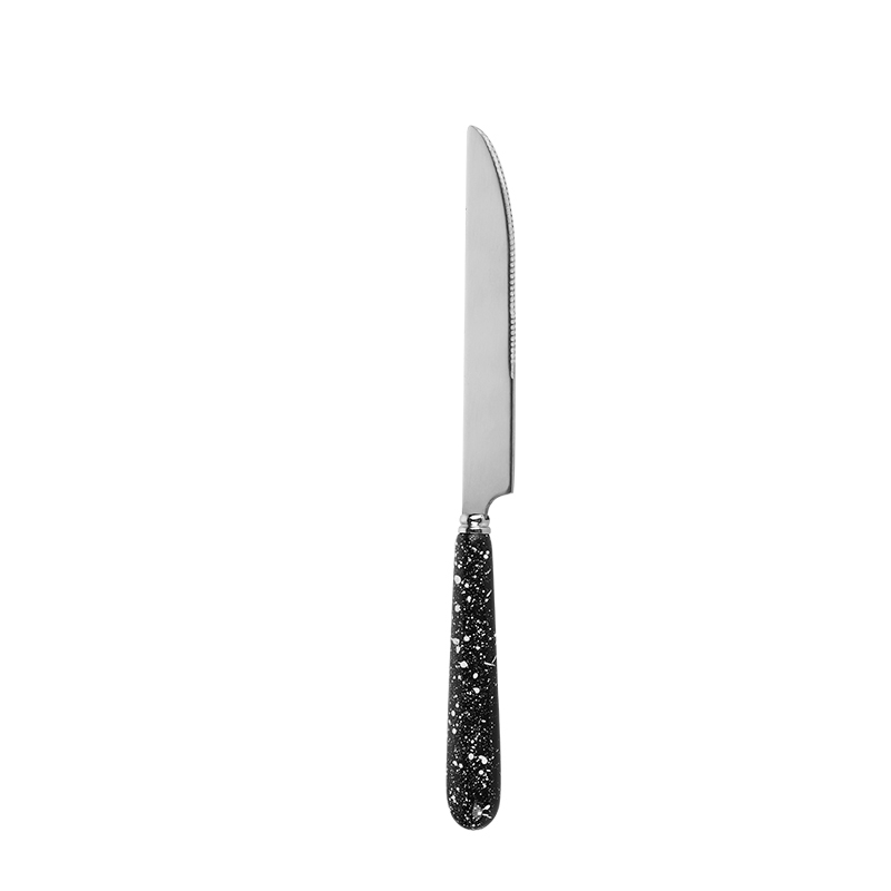 Popular silver stainless steel cutlery with black plastic handle