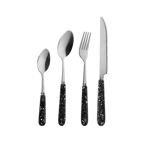 Popular silver stainless steel cutlery with black plastic handle