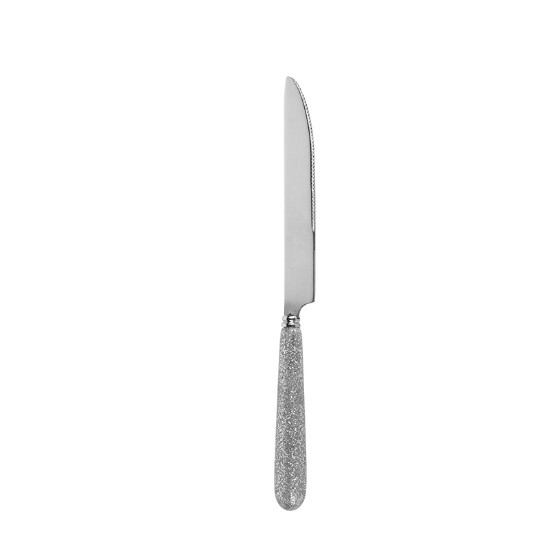 Popular silver stainless steel cutlery with black plastic handle