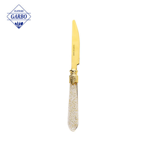 Gold 304 dinner knife with painting handle china factory 