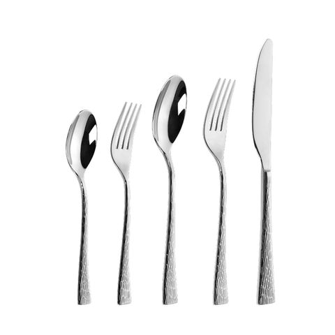 430 Material 5-Piece Silver Premium Set Peralatan Makan Stainless Steel Hotel