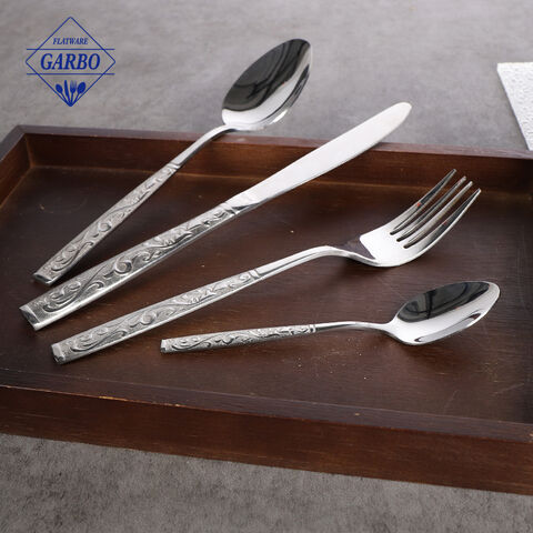 Silver European and American Hot-Selling Simple Pattern Handle 4-Piece Stainless Steel Cutlery Set
