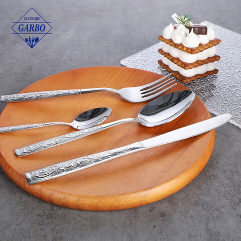 Silver European and American Hot-Selling Simple Pattern Handle 4-Piece Stainless Steel Cutlery Set