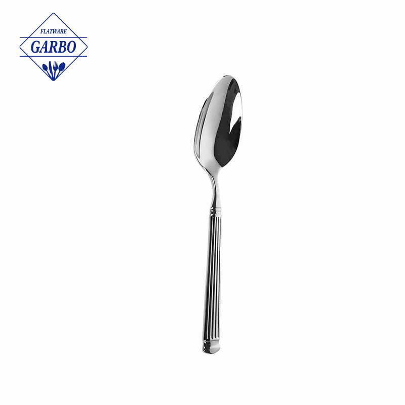 Manufacturer Bulk Price Mirror Stainless Steel Spoon with Vintage Ribbed Handle