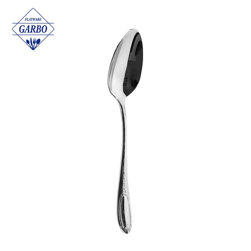 Manufacturer Bulk Price Mirror Stainless Steel Spoon with Vintage Ribbed Handle