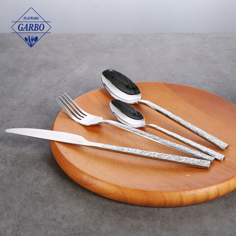 Set da pranzo premium da 4 pezzi Set di posate in acciaio inossidabile argento lucidato a specchio