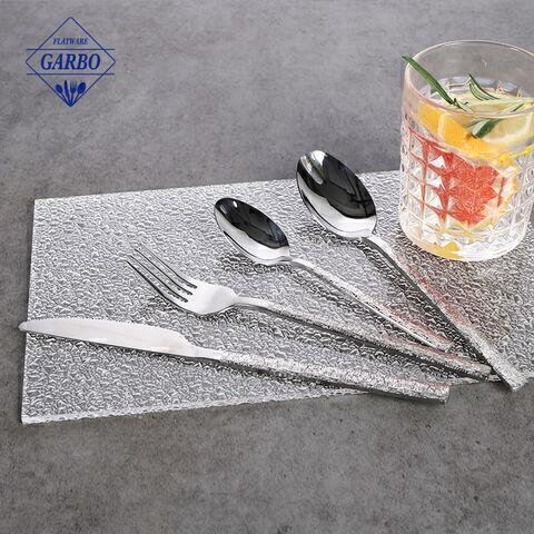 Set da pranzo premium da 4 pezzi Set di posate in acciaio inossidabile argento lucidato a specchio