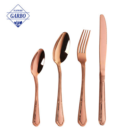 Rose gold color cutlery sets flatware sliverware factory 