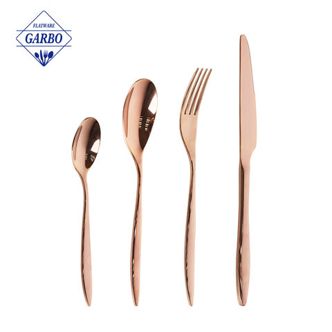 Rose gold color cutlery sets flatware sliverware factory 