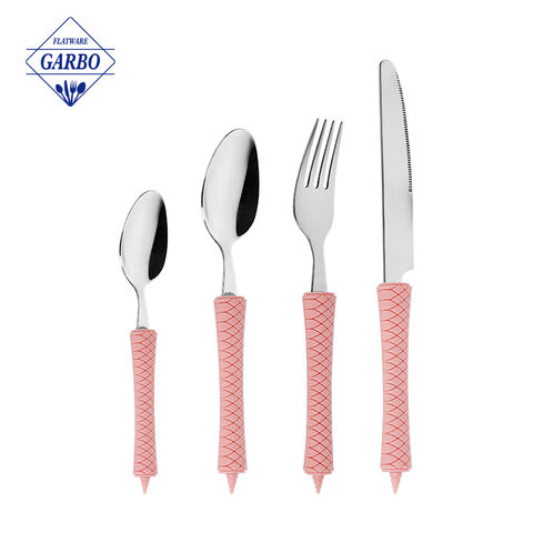 Rose gold color cutlery sets flatware sliverware factory 