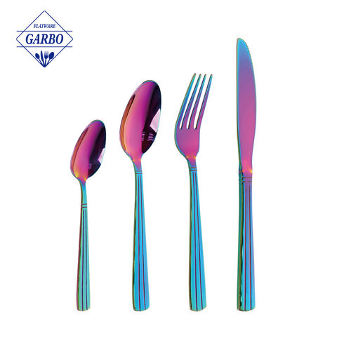 Exquisite and Vibrant Rainbow-Colored Stainless Steel Flatware Set
