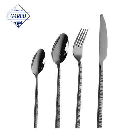 Sleek and Sophisticated Midnight Black Stainless Steel Cutlery Set