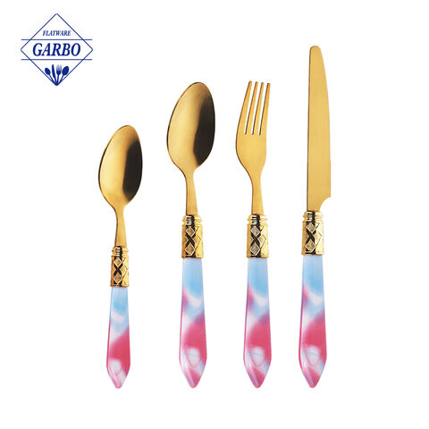 Arabic style houseware plastic flatware set gold supplier in China