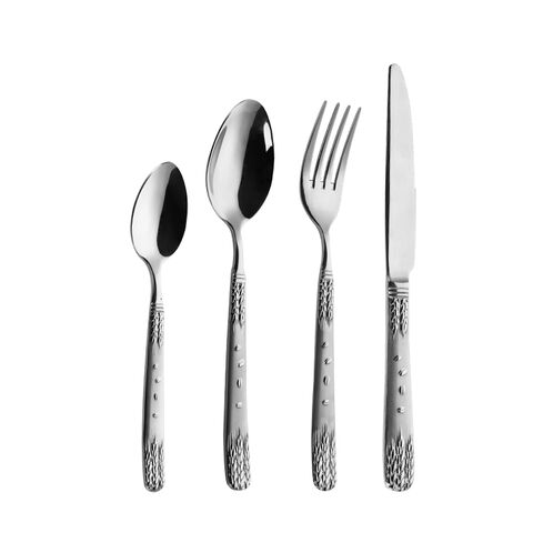 4PCS Ears of Wheat Engraved Design Handle Stainless Steel Flatware Set