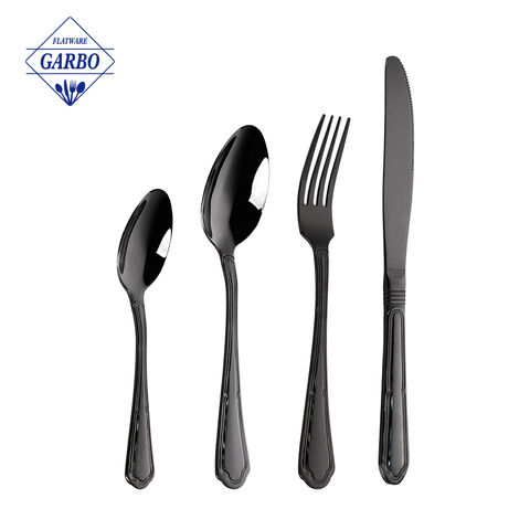 Manufacturer Natatanging Bagong Disenyo PVD Black stainless Steel Cutlery Set