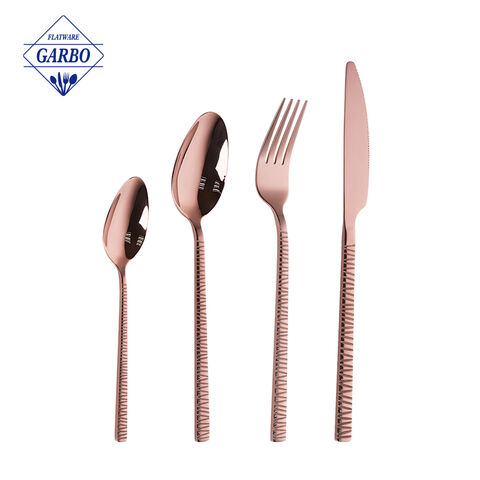 Newest design flatware sets with rose gold color  wholesaler 