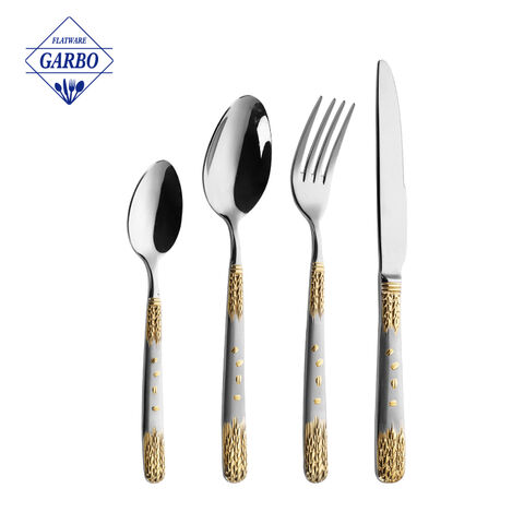 Factory Vintage Gold Plated Handle Silverware Stainless Steel Cutlery Set