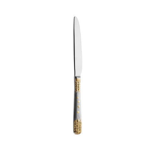 Golden stainless steel dinner knife with ears of wheat design handle