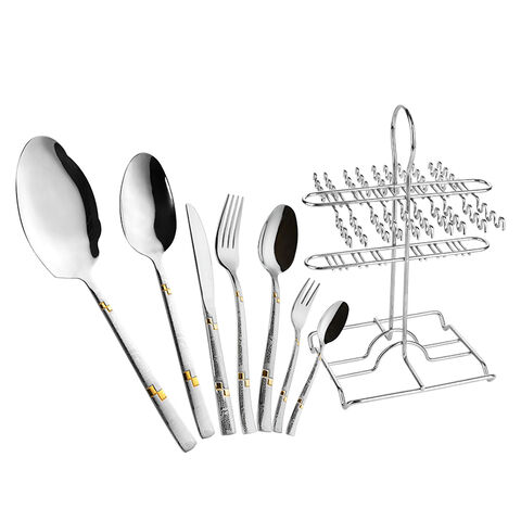 Middle-East Style 32pcs Stainless Steel Flatware Set na may Hawak