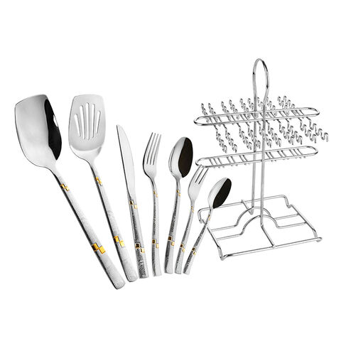 Middle-East Style 32pcs Stainless Steel Flatware Set with Holder