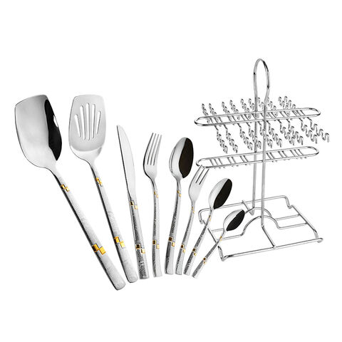 Middle-East Style 32pcs Stainless Steel Flatware Set with Holder