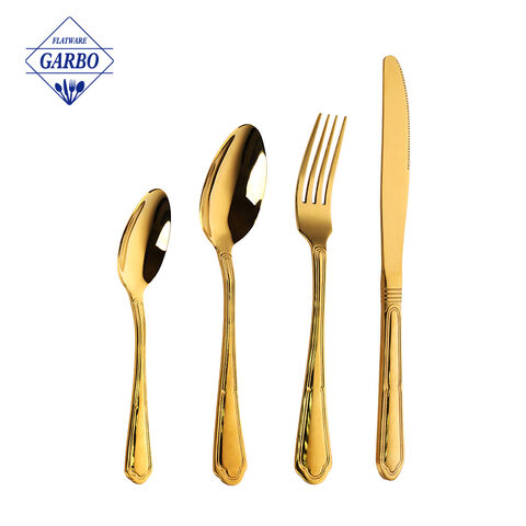 Classic gold 24pcs flatware set customized color