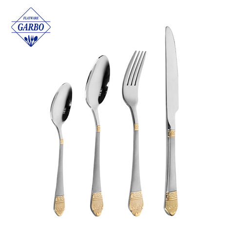 Manufacturer Gold Plated Matte Handle Mirror Stainless Steel Silverware Cutlery