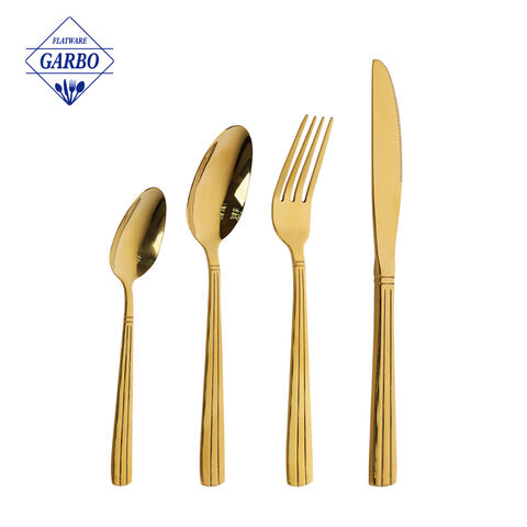 Manufacturer Gold Plated Matte Handle Mirror Stainless Steel Silverware Cutlery