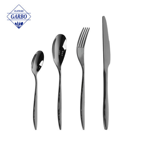 공장 고품질 까만 거울 폴란드인 스테인리스 Flatware 세트