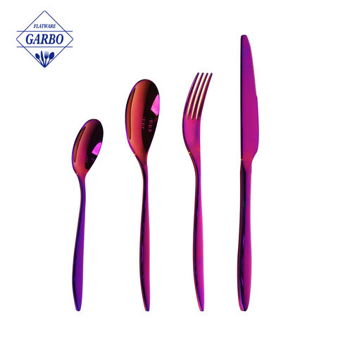 مجموعة أدوات المائدة المصنوعة من الفولاذ المقاوم للصدأ الفضية مثالية لأدوات المائدة في المطاعم بالجملة