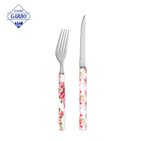 New design plastic handle cutlery sets supplier in China 