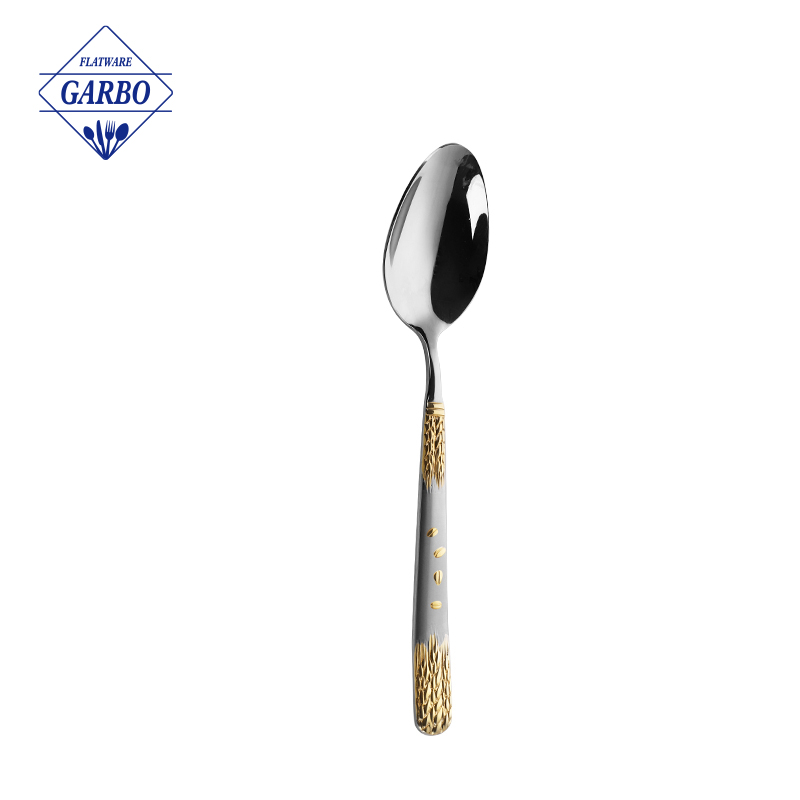 Stainless steel Silver Table Spoon with Wheat-inspired Gold-Plated Handle