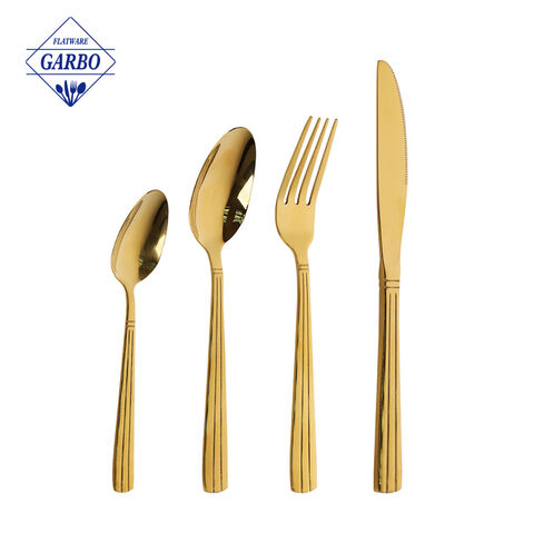 Factory Mirror Polish Luxury PVD Golden Stainless Steel Cutlery Set