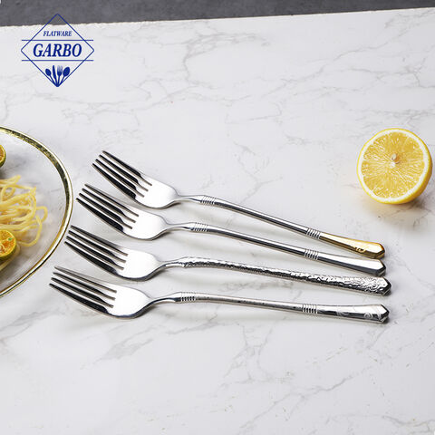 201 Stainless Steel Middle Eastern Gold-Plated Handle Stainless Steel Fork for Supermarket Retail