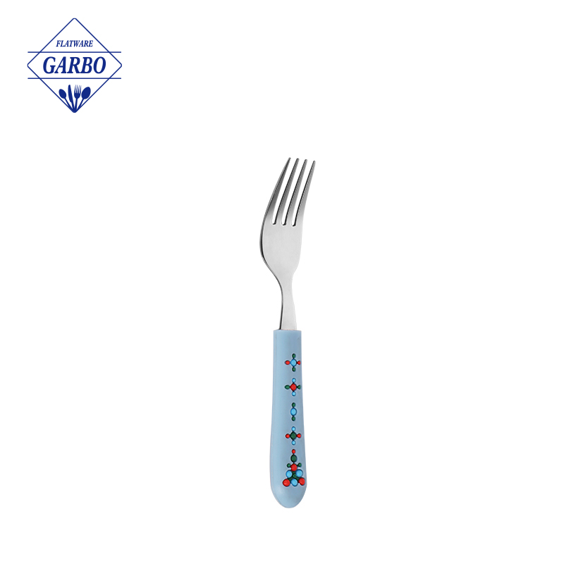 Factory Bulk Price Cute Design Plastic Handle Stainless Steel Fork for Children