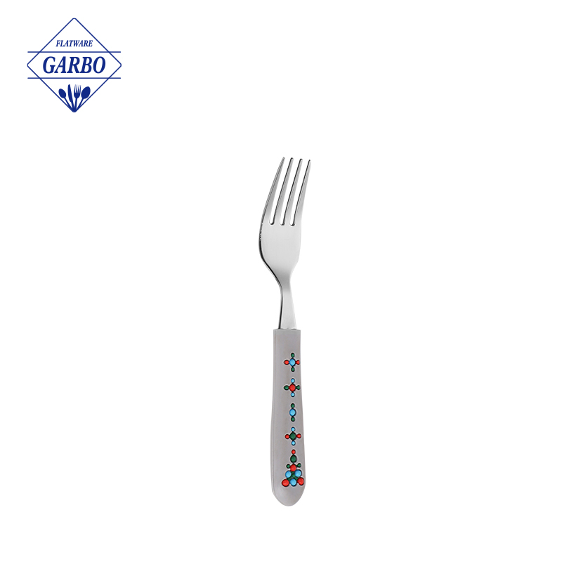 Factory Bulk Price Cute Design Plastic Handle Stainless Steel Fork para sa mga Bata