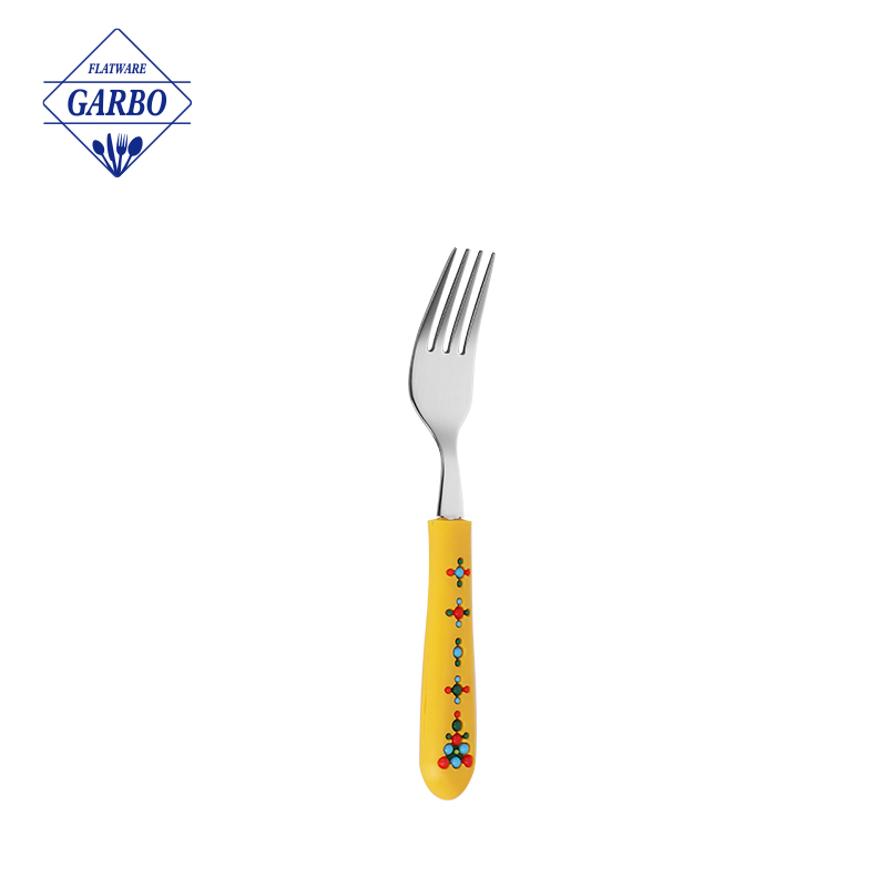 Factory Bulk Price Cute Design Plastic Handle Stainless Steel Fork para sa mga Bata